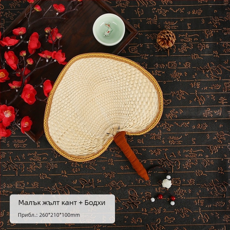 Вентилатор Big Cattail Fan Banana Fan Jigong Fan Слънчогледов вентилатор Old Man Old Style Cattail Handmade Fan Painting Fan Кафяви листа Вентилатор за барбекю