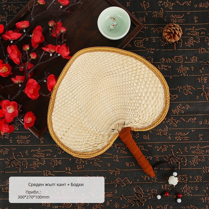 Вентилатор Big Cattail Fan Banana Fan Jigong Fan Слънчогледов вентилатор Old Man Old Style Cattail Handmade Fan Painting Fan Кафяви листа Вентилатор за барбекю