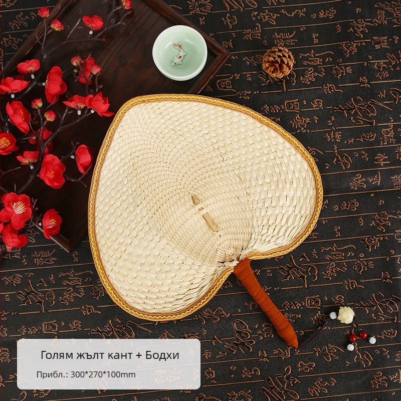 Вентилатор Big Cattail Fan Banana Fan Jigong Fan Слънчогледов вентилатор Old Man Old Style Cattail Handmade Fan Painting Fan Кафяви листа Вентилатор за барбекю