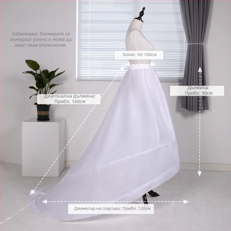 Сватбена рокля с регулируема пола с рибена кост, пола с опашка и цвете Лолита