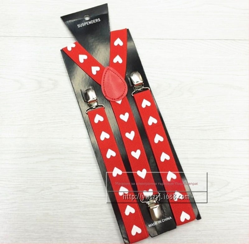 Еластични тиранти за възрастни с 3 щипки, щамповани, с модни прасковени сърца