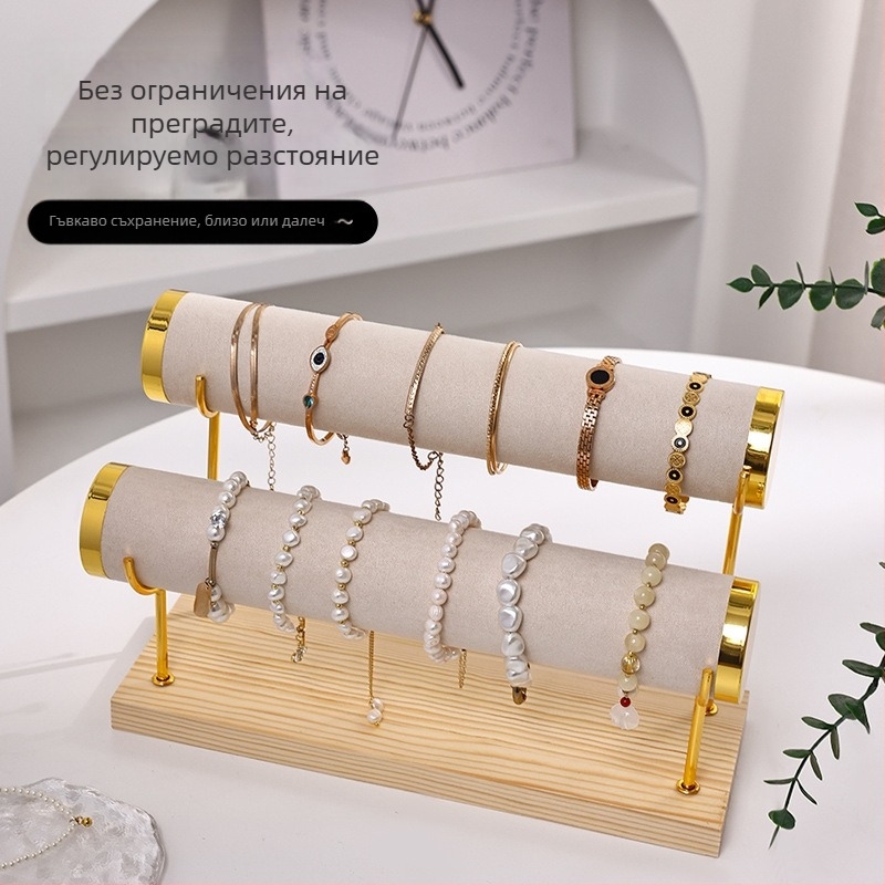 Метална многослойна стойка за гривни, стойка за бижута, стълба за часовници, стойка за съхранение на гривни, кадифена стойка за бижута