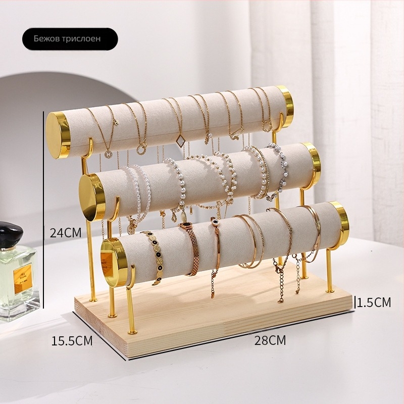 Метална многослойна стойка за гривни, стойка за бижута, стълба за часовници, стойка за съхранение на гривни, кадифена стойка за бижута