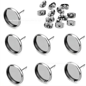 30 px/кутия празна обеца изпъкнала кръгла обеца от неръждаема стомана за изработка на бижута материали „Направи си сам“ занаят