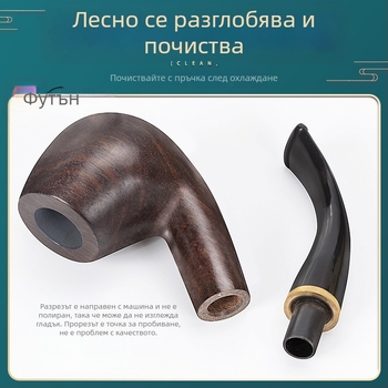 Фабрика за тръби Futeng Най-продавана абаносова тръба с восък 9 мм филтър за димоотвод Класическа старомодна тръба от масивно дърво, небоядисана