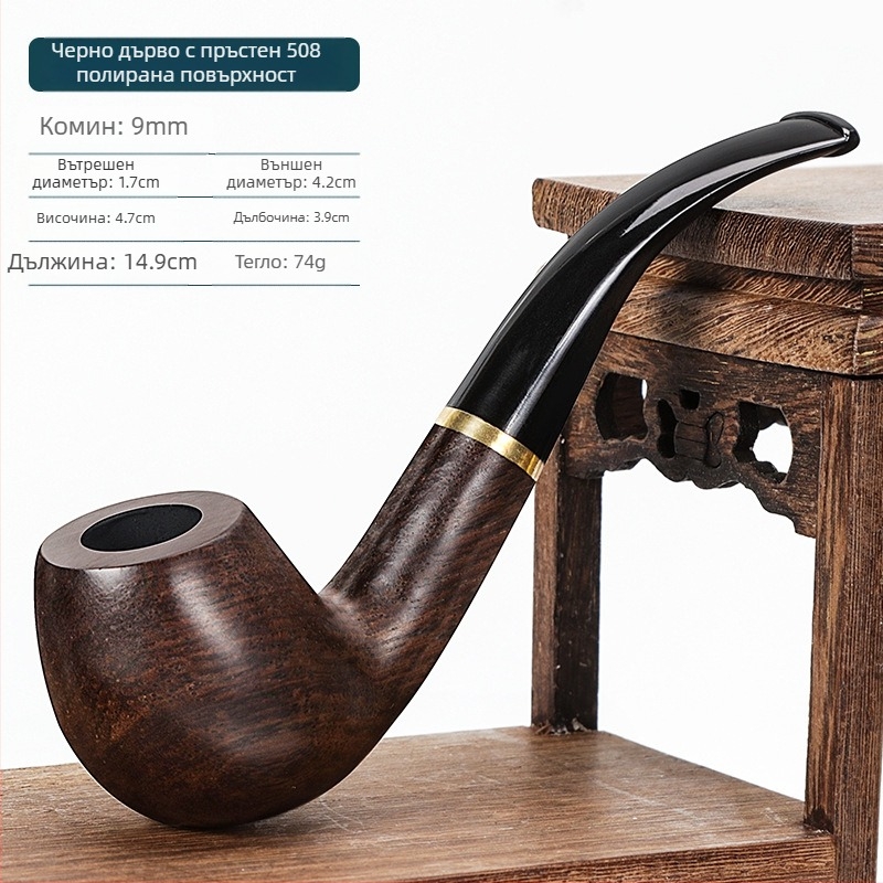 Фабрика за тръби Futeng Най-продавана абаносова тръба с восък 9 мм филтър за димоотвод Класическа старомодна тръба от масивно дърво, небоядисана