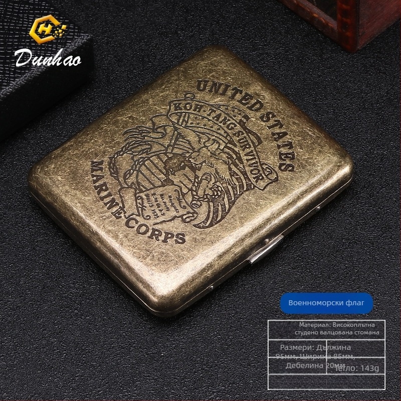 Нов комплект за цигари от бронзов кондензиран цвят, 20 броя, метален, чист меден, сгъваем, подаръчен, с резбовано цвете, устойчив на налягане, прахоустойчив