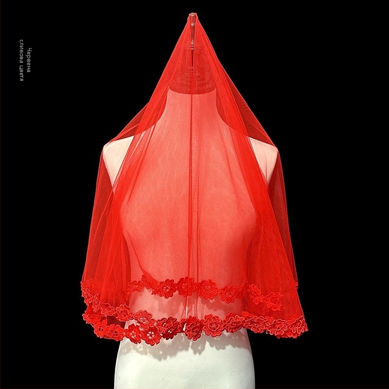 Ново пристигане, прежда за червена глава, булчинска сватбена рокля, рокля Xiuhe, червена глава, китайски стил, ретро стил, къса дантела за снимки