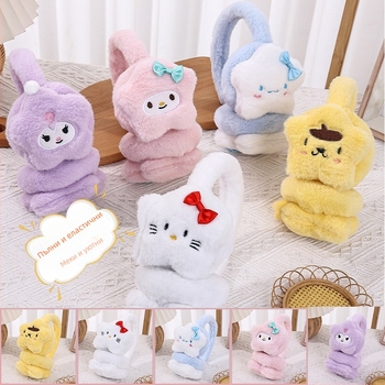 2024 есенни и зимни детски наушници, дамски сладки бебешки топли наушници, студоустойчиви детски наушници с поларена подплата, удебелени на едро