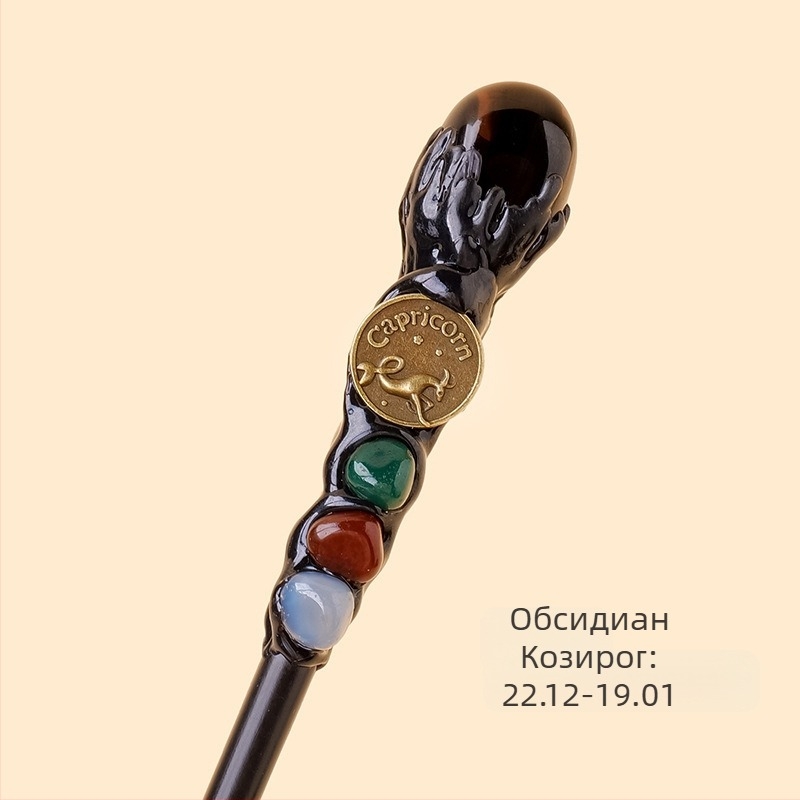 Трансграничен естествен кристален оригинален камък дванадесет съзвездия магическа пръчка кристален елемент оригинален камък магически скиптър реквизит на едро