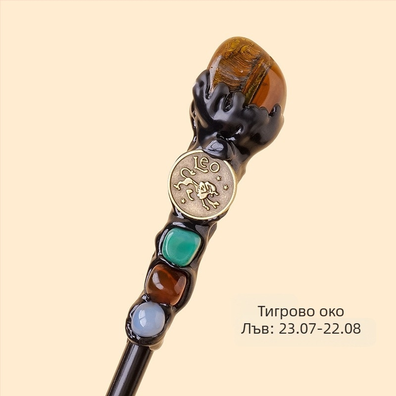 Трансграничен естествен кристален оригинален камък дванадесет съзвездия магическа пръчка кристален елемент оригинален камък магически скиптър реквизит на едро