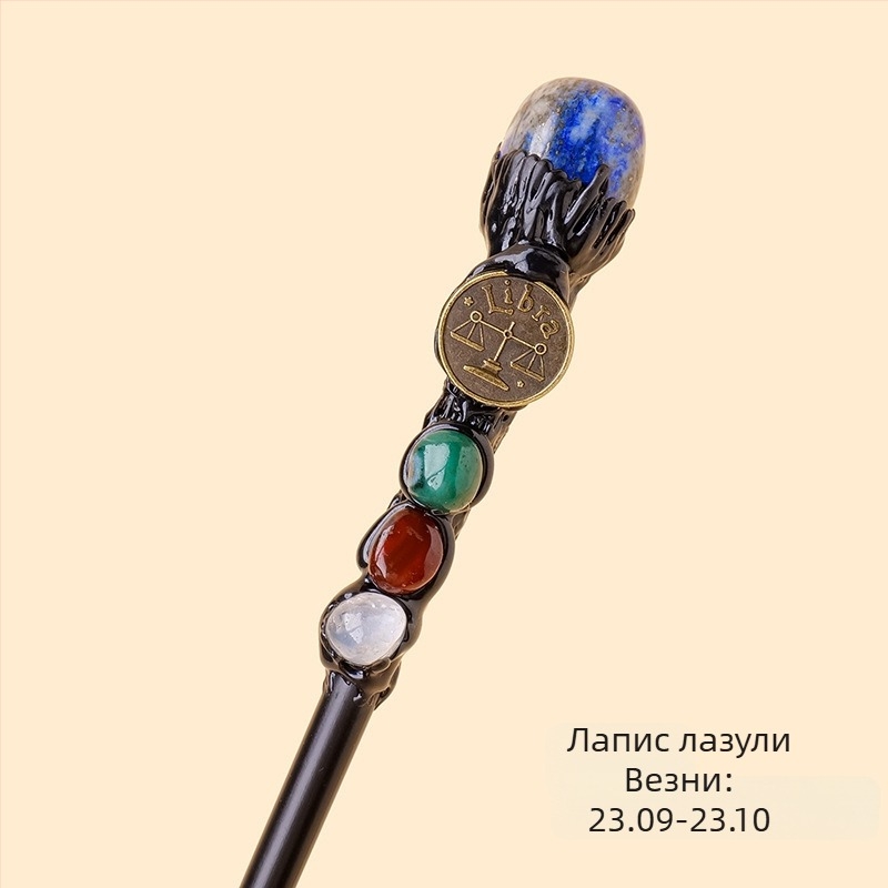 Трансграничен естествен кристален оригинален камък дванадесет съзвездия магическа пръчка кристален елемент оригинален камък магически скиптър реквизит на едро