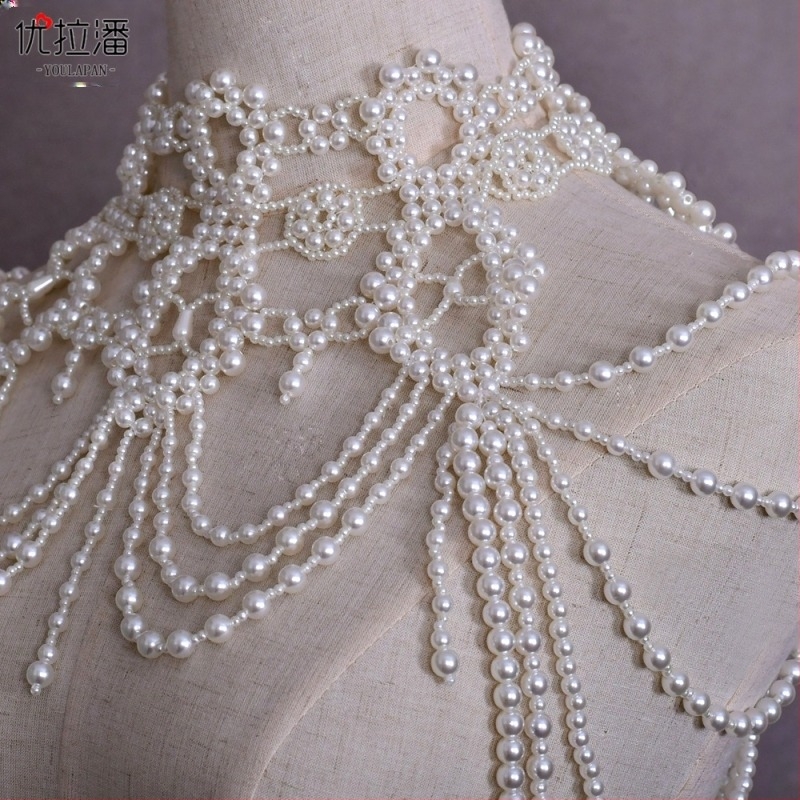 Yulapan VG09A Европейски и американски нов стил лек луксозен ръчно изработен рокля с мъниста и перлени пискюли, верижка за рамо