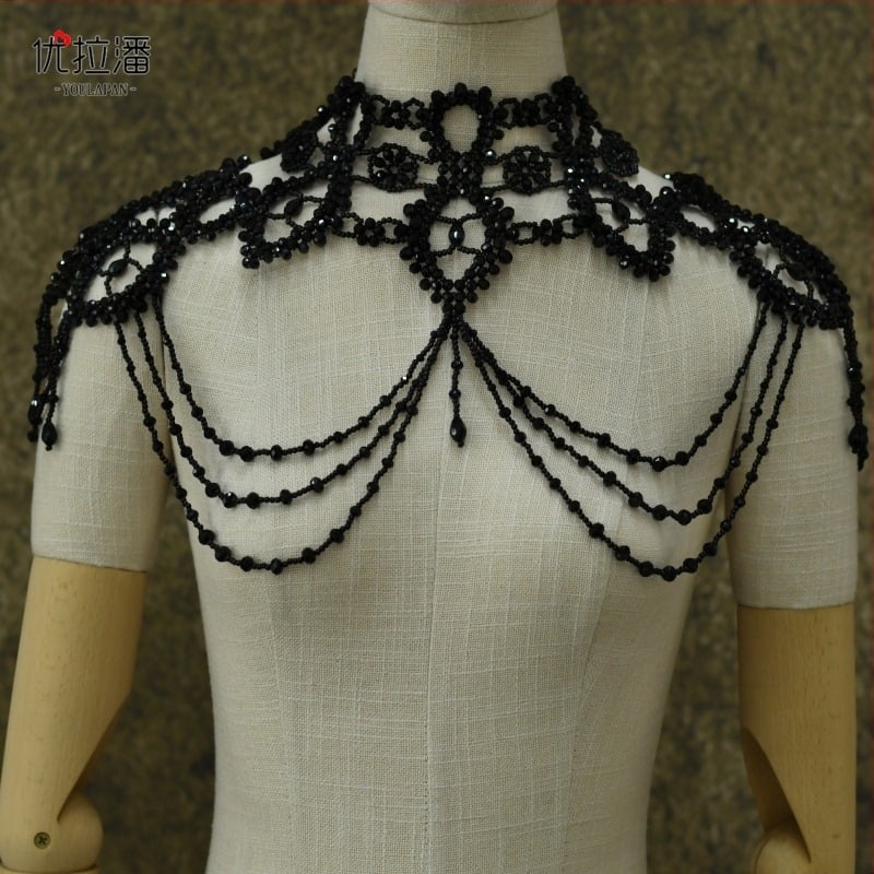 Yulapan VG09A Европейски и американски нов стил лек луксозен ръчно изработен рокля с мъниста и перлени пискюли, верижка за рамо