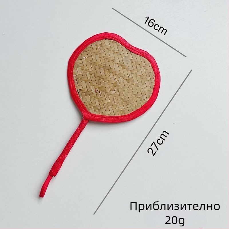 Мини ветрилообразен фен с папур, интернет знаменитост, летен ветрилообразен фен с кръгли венчелистчета във формата на прасковено сърце, ръчно люлеещ се ветрилообразен детски ветрилообразен фен с банан