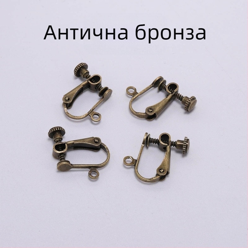 Метална медна щипка за обеци без отвор за ухо, винт, 15*13 мм, ръчно изработени аксесоари, щипка за обеци, материал