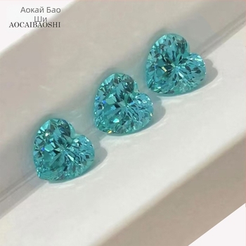 Фабрика за бижута Aucai Bao с права коса, лаборатория за повдигане, метод за култивиране на параиба, сапфир във формата на сърце, основен камък за бижута