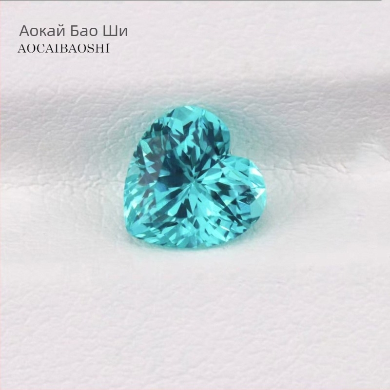 Фабрика за бижута Aucai Bao с права коса, лаборатория за повдигане, метод за култивиране на параиба, сапфир във формата на сърце, основен камък за бижута