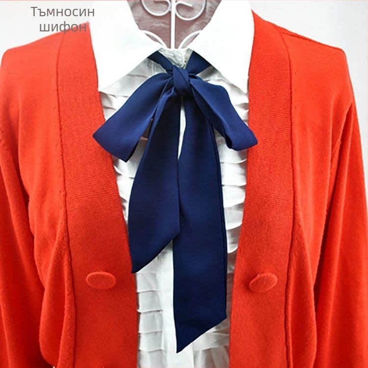 Дамска папионка с дантела, нов корейски стил, британски академичен стил, вълнообразна точка, плътен цвят, шифон, панделка, модна панделка