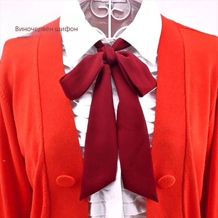 Дамска папионка с дантела, нов корейски стил, британски академичен стил, вълнообразна точка, плътен цвят, шифон, панделка, модна панделка