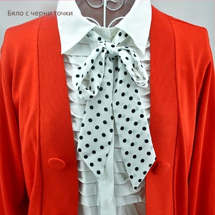 Дамска папионка с дантела, нов корейски стил, британски академичен стил, вълнообразна точка, плътен цвят, шифон, панделка, модна панделка