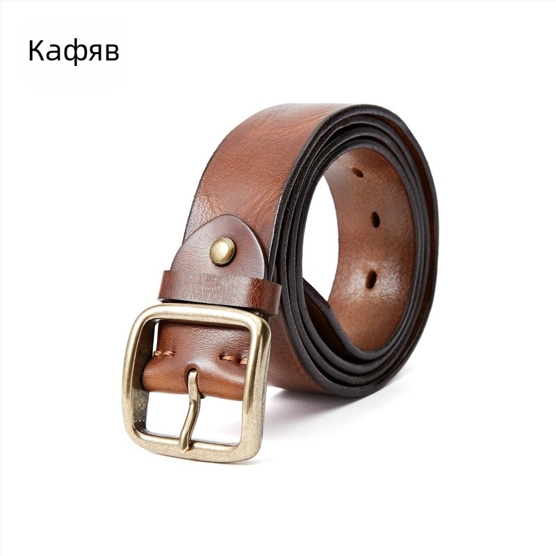 Ретро колан от естествена кожа с катарама, дебел унисекс дамски колан, ежедневен моден първи слой, ръчно изработен колан от телешка кожа за жени