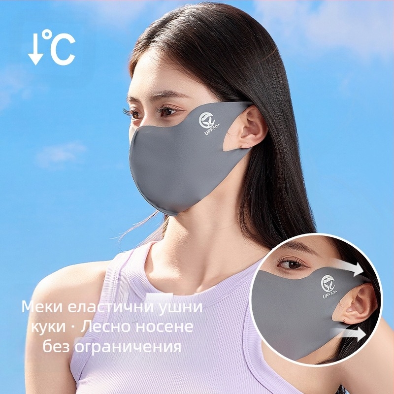 Лятна нова 5D Ice Silk слънцезащитна маска в едноцветен цвят, триизмерна UV защита UPF50 + слънцезащитна маска за цялото лице