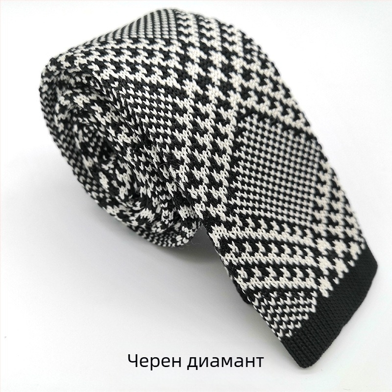 Мъжка плетена вратовръзка, официална бизнес ретро вълнена вратовръзка, плетена плоска, едноцветна вратовръзка на едро