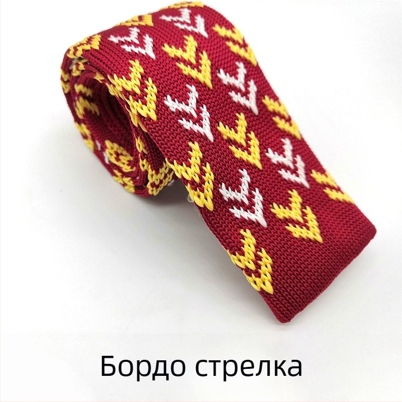 Мъжка плетена вратовръзка, официална бизнес ретро вълнена вратовръзка, плетена плоска, едноцветна вратовръзка на едро