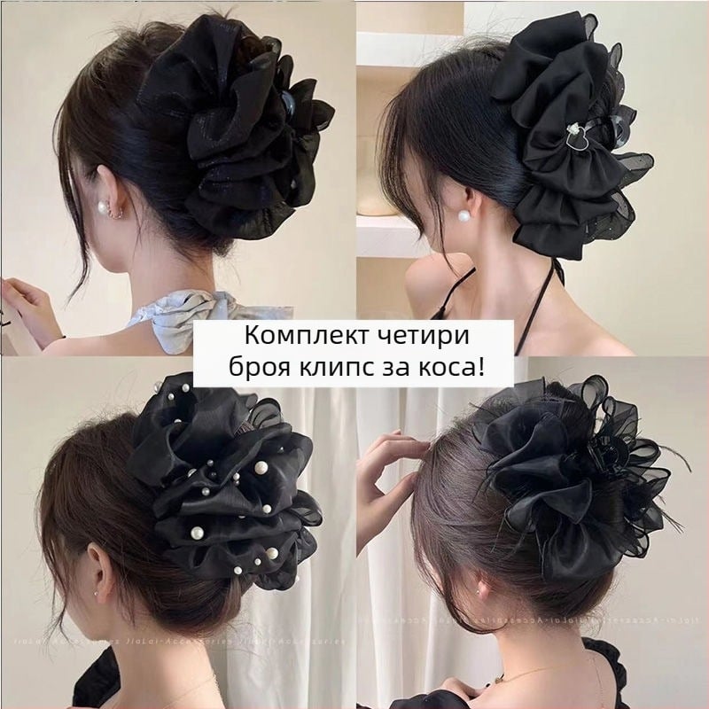 Аксесоари за коса, висок клас, голяма панделка в стил фея, задна част на главата, висок клас, голяма щипка за хващане, щипка за акула за жени