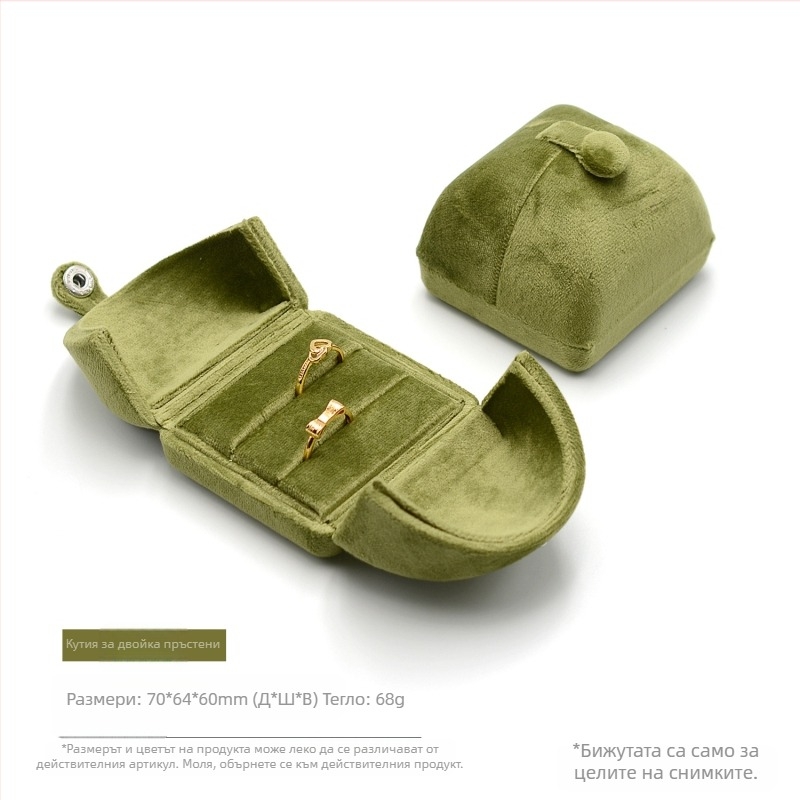 Кутия за пръстени с двойна трева, зелено кадифе, обеци, кутия за колие, кутия за гривна, гривна, кутия за гривна, опаковка за бижута