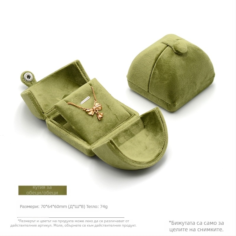 Кутия за пръстени с двойна трева, зелено кадифе, обеци, кутия за колие, кутия за гривна, гривна, кутия за гривна, опаковка за бижута