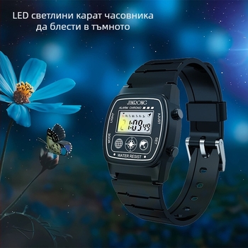 Мъжки и дамски спортни дигитални часовници, водоустойчиви 30 м, PU каишка, многофункционални с малък квадратен дисплей