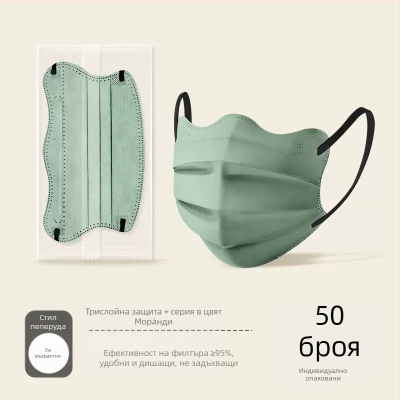 Медицинска маска Morandi Color за еднократна употреба, медицинска хирургия, 3D пеперуда, вълна, V, ъгъл на очите, женски, висока цветна стойност