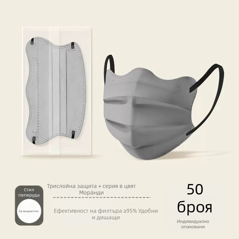 Медицинска маска Morandi Color за еднократна употреба, медицинска хирургия, 3D пеперуда, вълна, V, ъгъл на очите, женски, висока цветна стойност