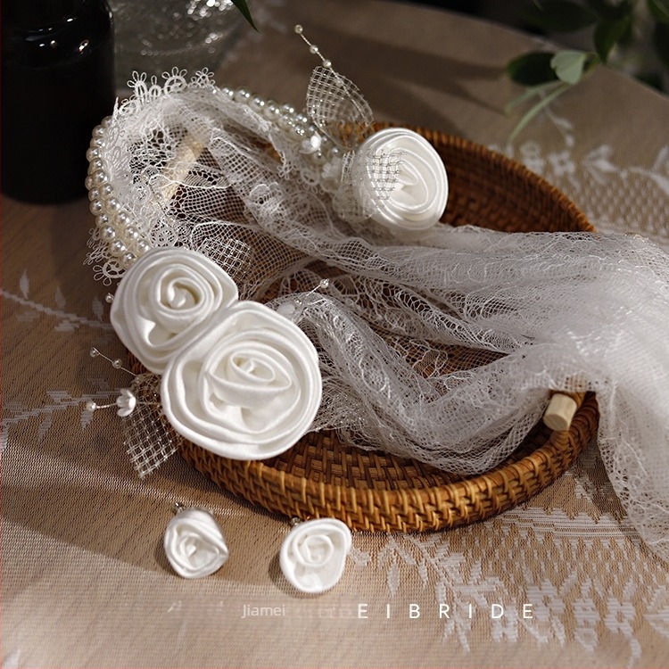 Нова булчинска шапка в стил тежка индустрия с дантела от република Китай, марля, френски темперамент, булчинска сватбена прическа, аксесоари за коса за пътуване и ракета