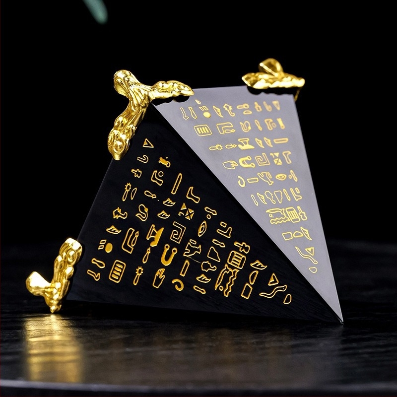 Трансгранична обсидианова пирамида от писанието, древен египетски кристал, пирамида, медитация, енергийна кула, декорация за дома, орнаменти