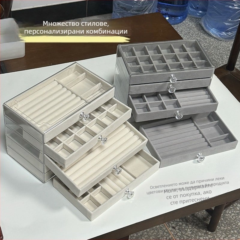 2024 нова кутия за бижута, многослойна, с голям капацитет, гривна, колие, обеци, обеци, пръстени, разнообразие от места за съхранение