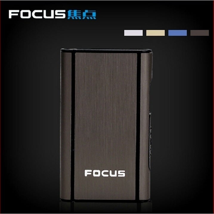 Кутия за цигари Focus, 10 броя, едра кутия за цигари, автоматично издухване на дим, ултра тънка алуминиева пластмасова кутия за цигари, надпис