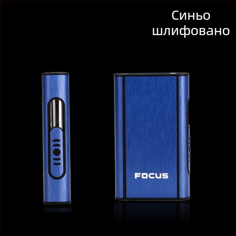 Кутия за цигари Focus, 10 броя, едра кутия за цигари, автоматично издухване на дим, ултра тънка алуминиева пластмасова кутия за цигари, надпис