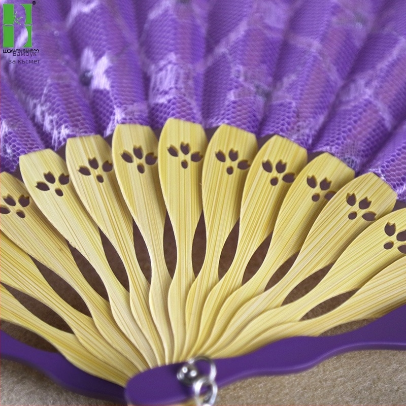 Сгъваем фен за принцеса с дантела в европейски стил, античен занаятчийски фен за подаръци, аксесоари за танци, производители на фенове за генериране на източници