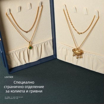Преносима многофункционална кутия за бижута, многослойна кутия за съхранение на бижута от изкуствена кожа с голям капацитет и двойно отваряне