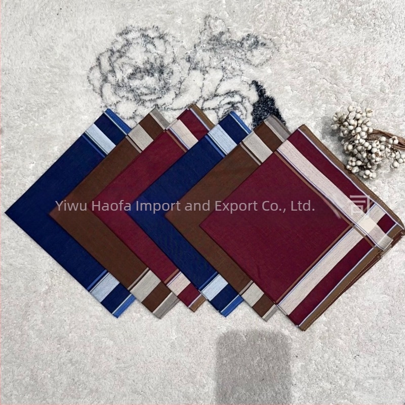 Мъжка класическа раирана памучна кърпа с тъмен цвят, боядисана в прежда, абсорбираща потта, кърпа с джоб, чанта за костюм, стара кърпа