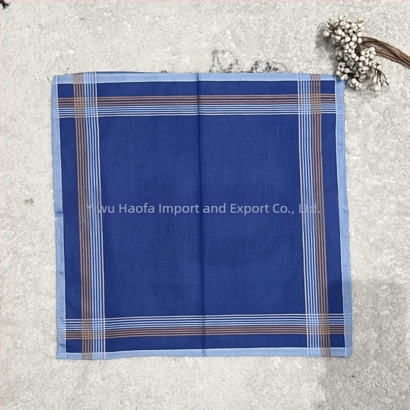 Мъжка класическа раирана памучна кърпа с тъмен цвят, боядисана в прежда, абсорбираща потта, кърпа с джоб, чанта за костюм, стара кърпа