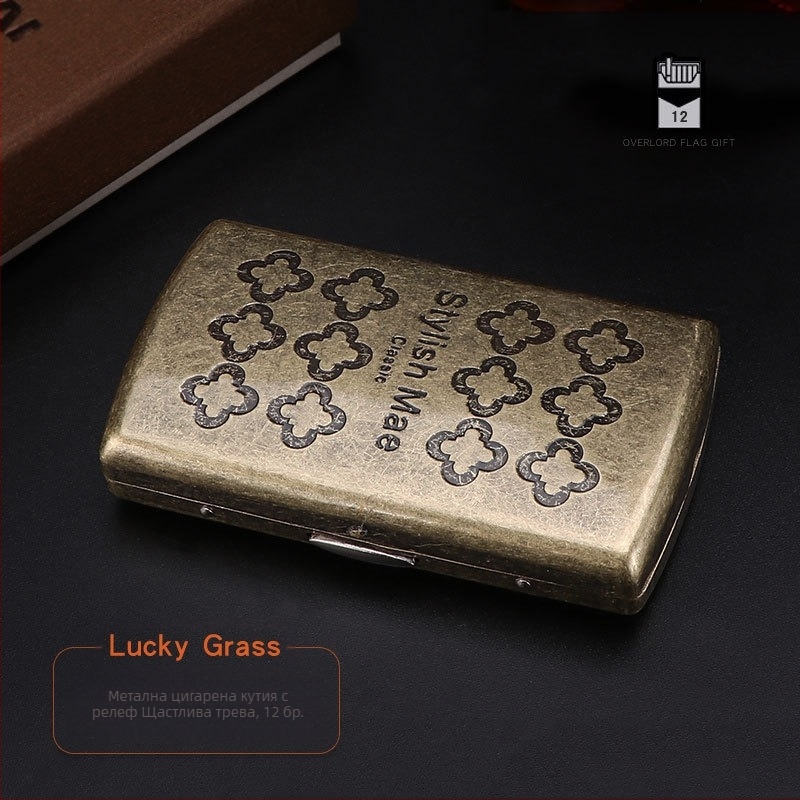 Висококачествена дамска кутия за цигари, ултратънка релефна занаятчийска двойна отворена метална кутия, кутия за цигари „Константин“, туристически сувенири