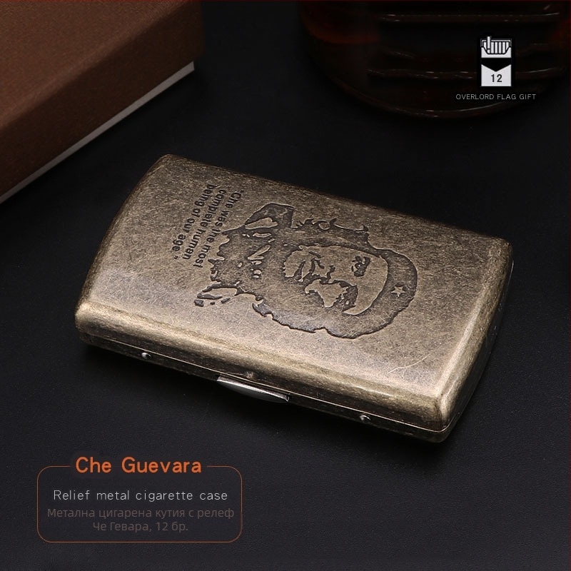 Висококачествена дамска кутия за цигари, ултратънка релефна занаятчийска двойна отворена метална кутия, кутия за цигари „Константин“, туристически сувенири