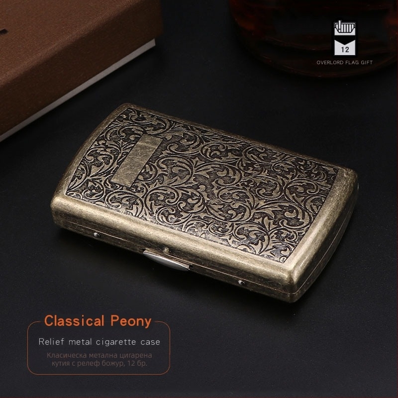 Висококачествена дамска кутия за цигари, ултратънка релефна занаятчийска двойна отворена метална кутия, кутия за цигари „Константин“, туристически сувенири