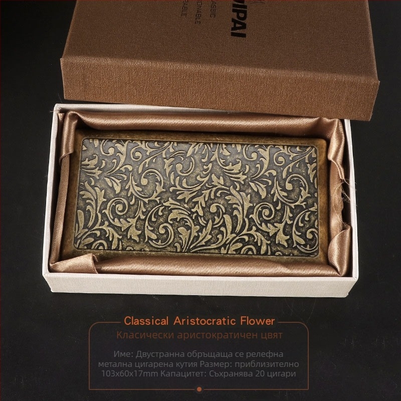 Висококачествена дамска кутия за цигари, ултратънка релефна занаятчийска двойна отворена метална кутия, кутия за цигари „Константин“, туристически сувенири