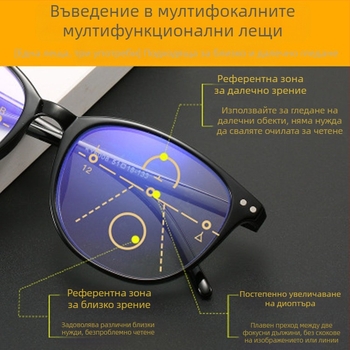 Нови ретро удобни прогресивни мултифокусни очила за възрастни хора с пресбиопия, против синя светлина, с голяма рамка и зум, с оризови нокти