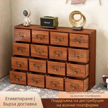 Винтидж дървена кутия за съхранение на чай, настолна кутия за бижута, органайзер за аксесоари, многослойна правоъгълна, шестнадесет отделения, масивна дървесина